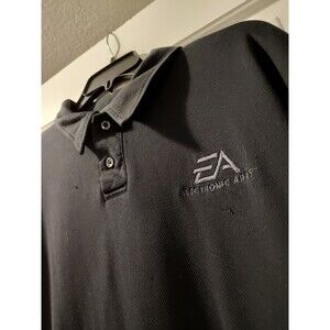 Rare EA Electronic Arts Black Large Mens Polo Gaming Gamers Vintage Boardroom